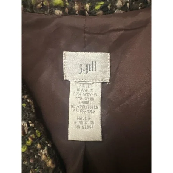 J.Jill‎ Women's Tweed Blazer Brown Green Career Jacket Business Casual Work L - Picture 3 of 7
